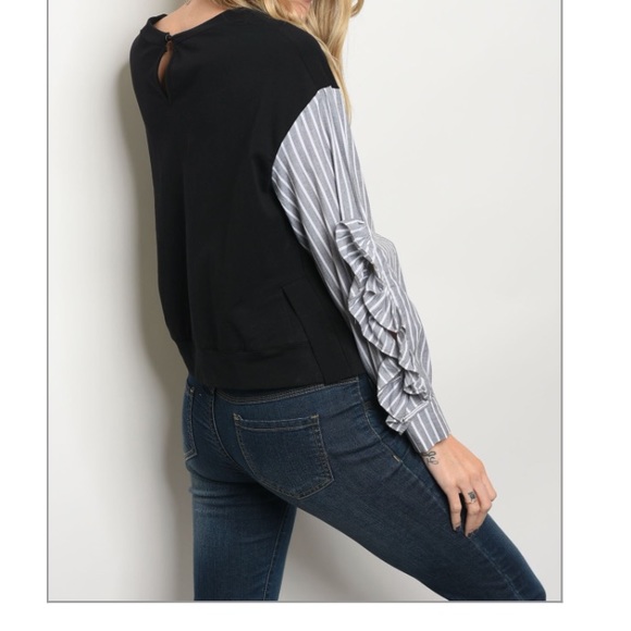 1LEFT Long Ruffle Poplin Open Sleeve Cotton Blend - Picture 2 of 4